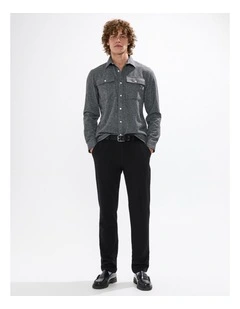 Wright Dogtooth Shirt in Charcoal