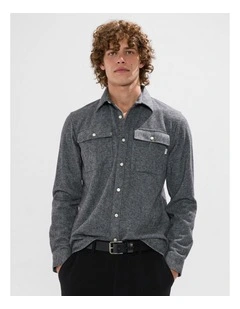 Wright Dogtooth Shirt in Charcoal