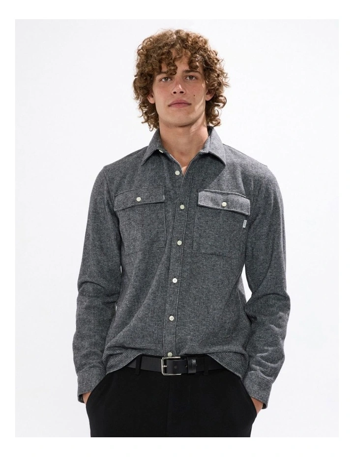 Wright Dogtooth Shirt in Charcoal image 2