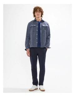 Wright Dogtooth Shirt in Navy