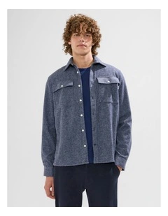 Wright Dogtooth Shirt in Navy