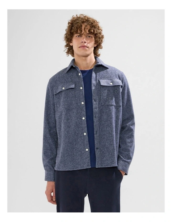 Wright Dogtooth Shirt in Navy image 1