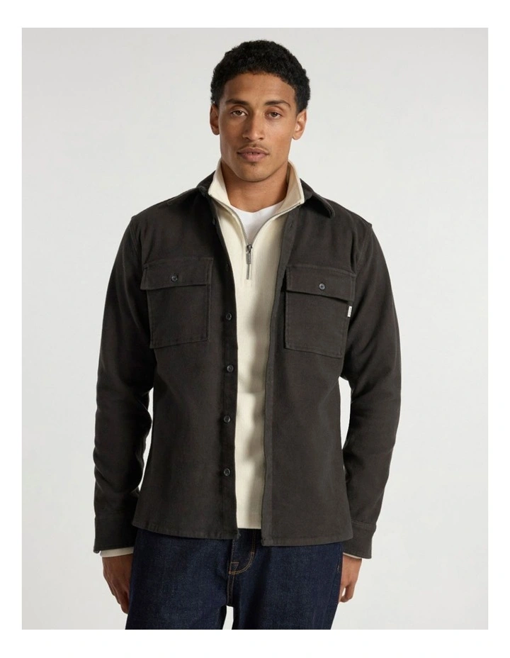 Juny Cotton Over Shirt in Charcoal image 2