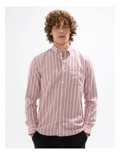 Julian Stripe Oxford Shirt in Fig Stripe