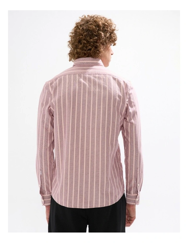 Julian Stripe Oxford Shirt in Fig Stripe image 3