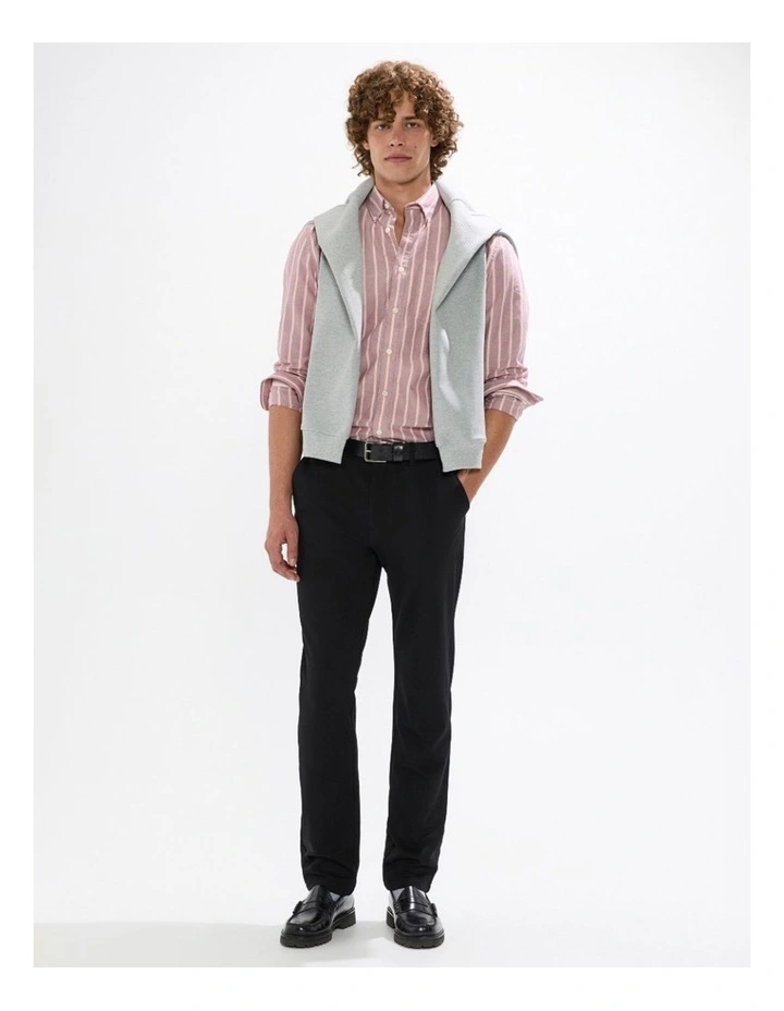 Julian Stripe Oxford Shirt in Fig Stripe image 4