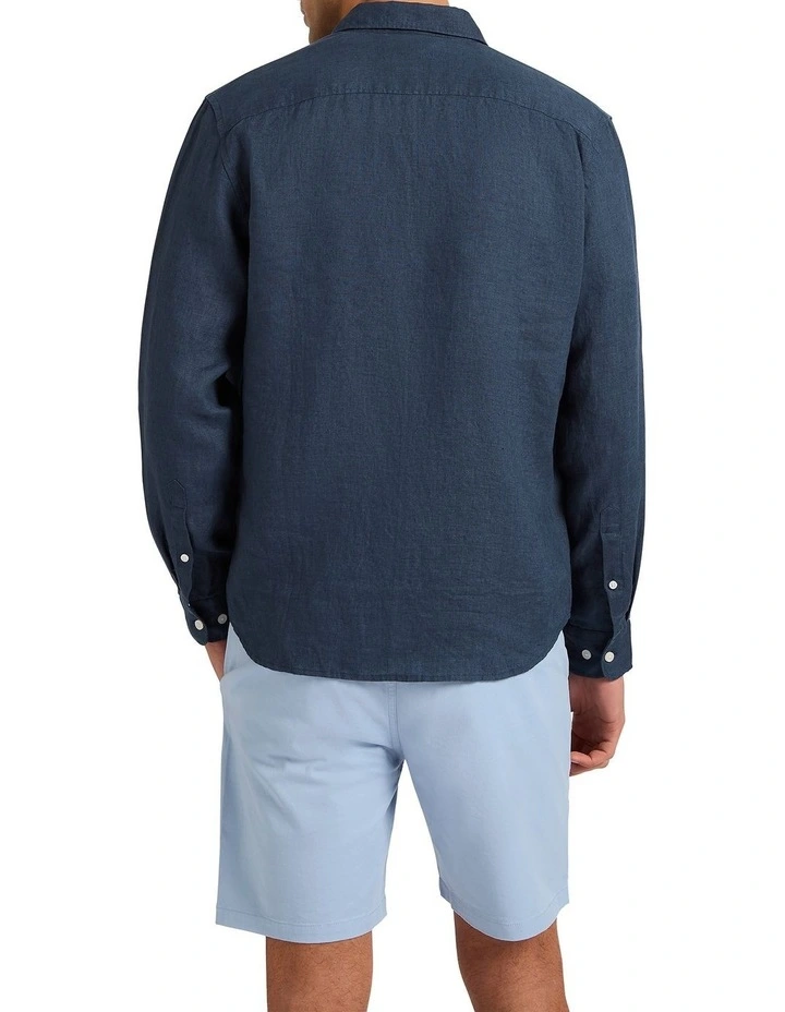 Felix Long Sleeve Linen Shirt in Ink image 4