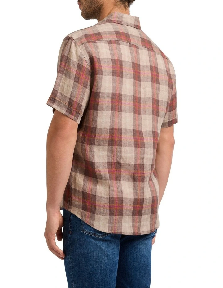 Indy Linen Check Shirt in Terracotta Check image 4