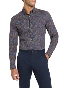 Larson Long Sleeve Stretch Shirt in Midnight Multi