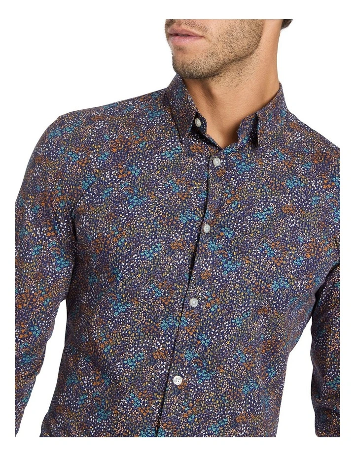 Larson Long Sleeve Stretch Shirt in Midnight Multi image 3