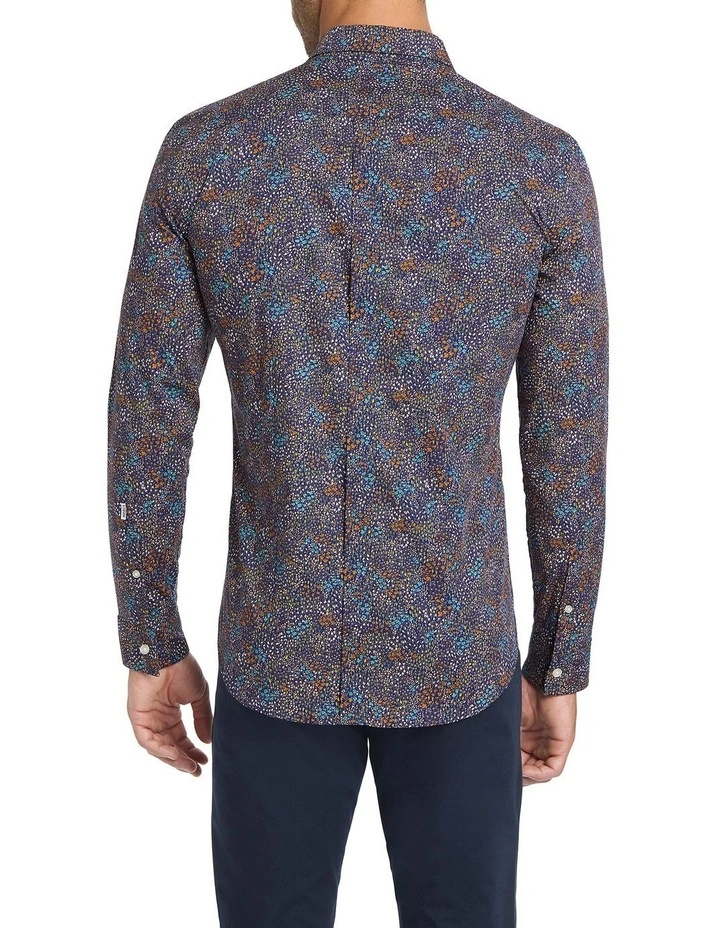 Larson Long Sleeve Stretch Shirt in Midnight Multi image 4