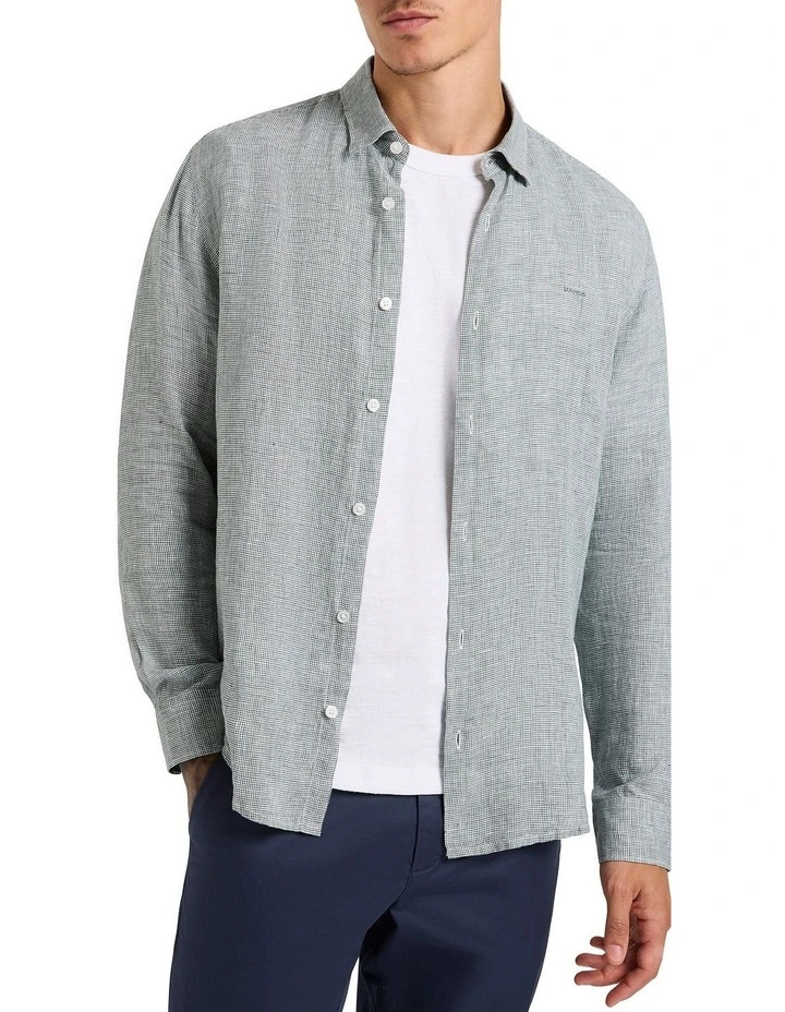 Freddie Linen Shirt in Thyme image 1