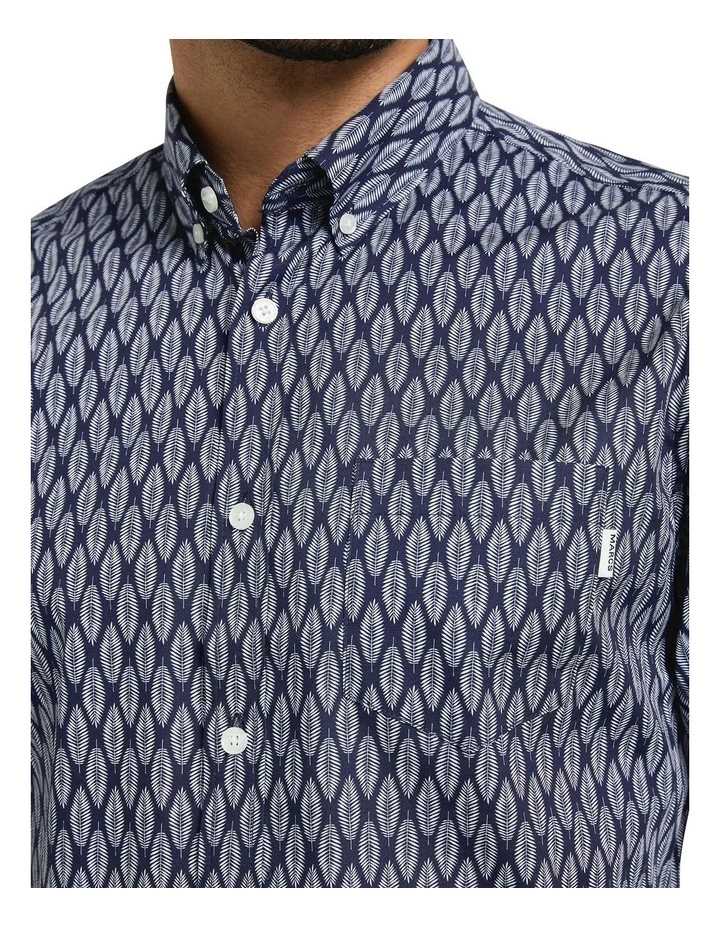 Leaf in Five Shirt in Navy image 3