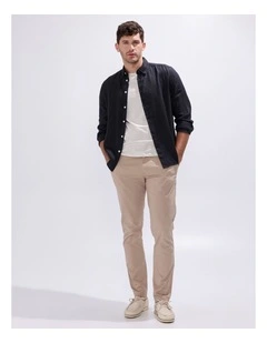 Felix Long Sleeve Linen Shirt in Black