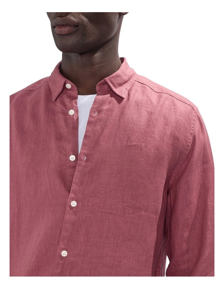Felix Long Sleeve Linen Shirt in Deco Rose image 3