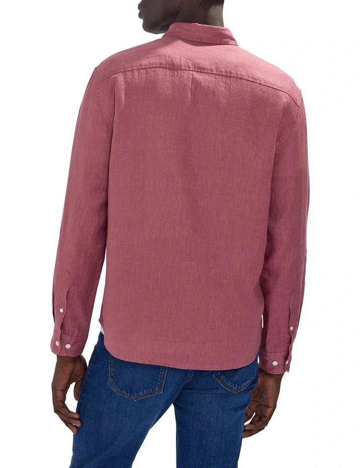 Felix Long Sleeve Linen Shirt in Deco Rose image 4