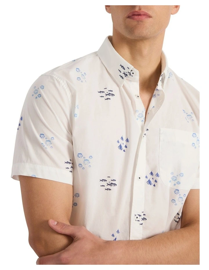 Walter Cotton Shirt in White Multi image 3