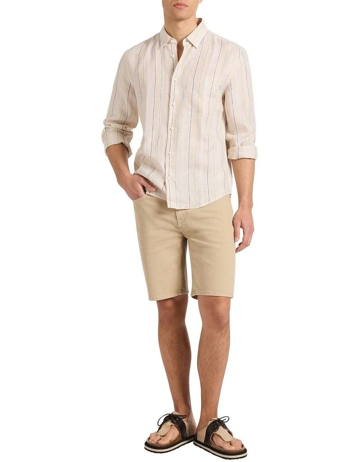 Sherlock Stripe Linen Shirt in Neutral Stripe image 2