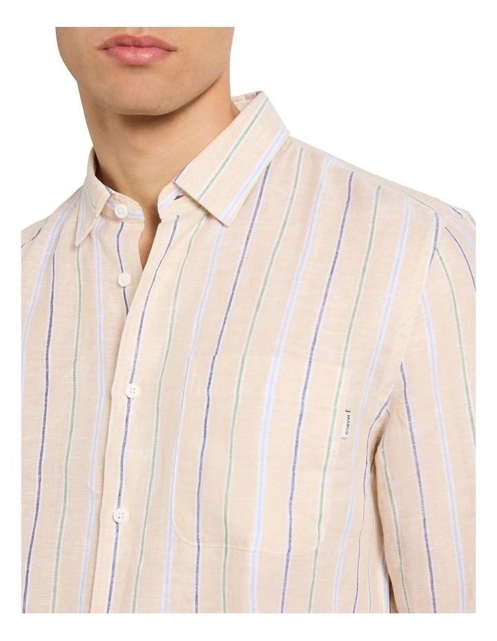 Sherlock Stripe Linen Shirt in Neutral Stripe image 3
