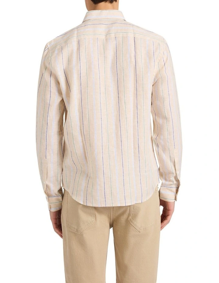 Sherlock Stripe Linen Shirt in Neutral Stripe image 4