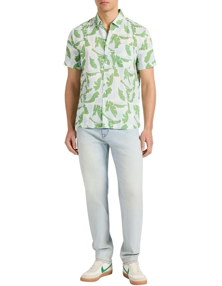 Identity Leaf Linen Mix Shirt in Green Multi image 2