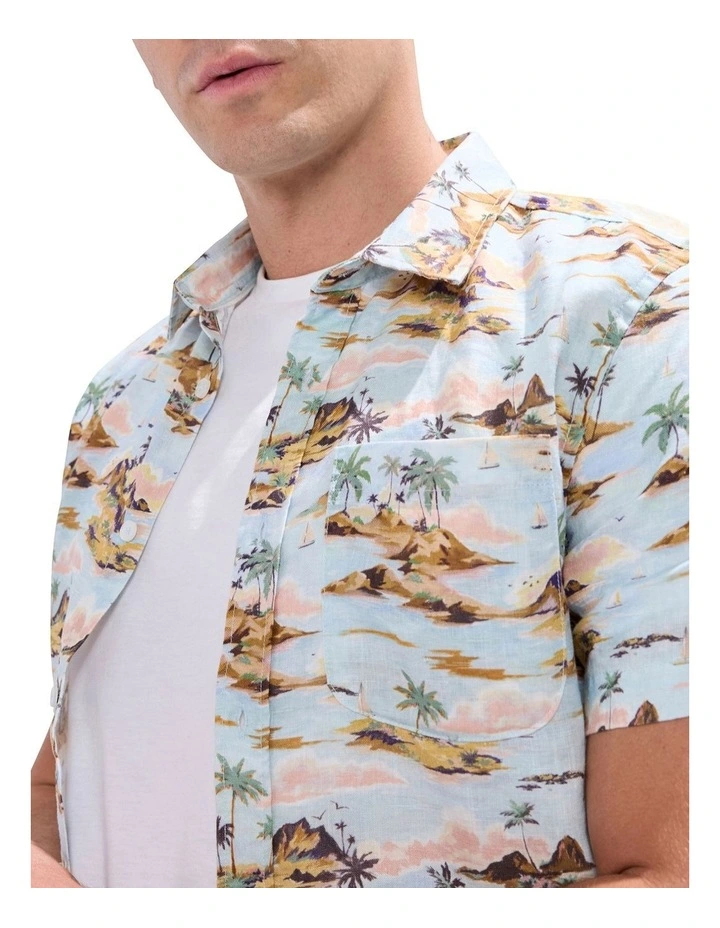 Island Of Dreams Linen Shirt in Blue Multi image 3