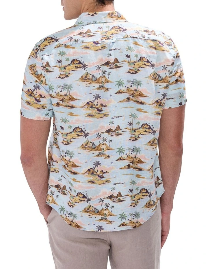 Island Of Dreams Linen Shirt in Blue Multi image 4
