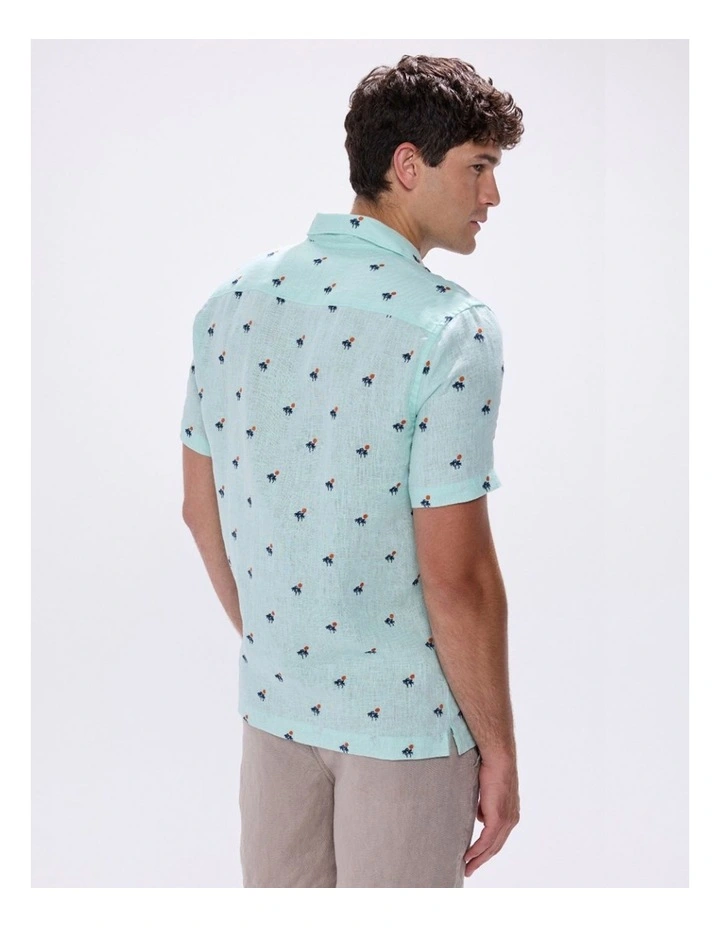 At Palms Reach Linen Shirt in Light Cyan Blue image 3