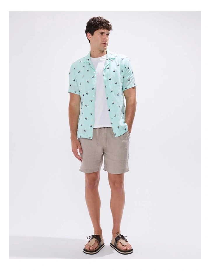 At Palms Reach Linen Shirt in Light Cyan Blue image 4