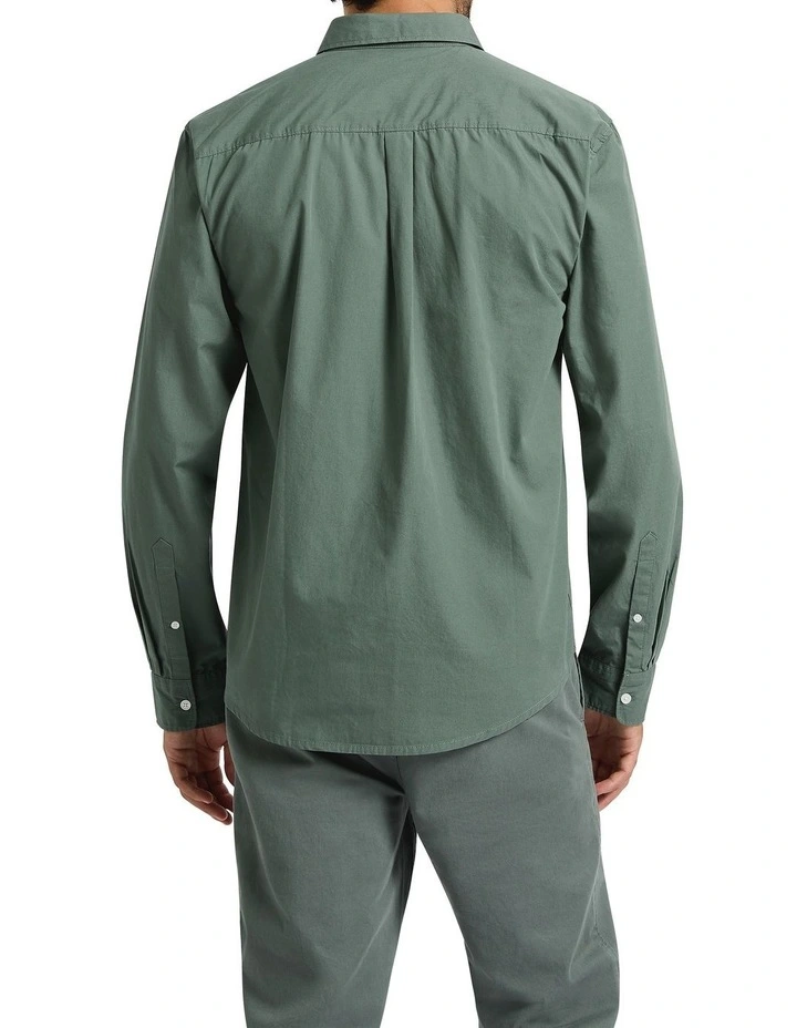 Sam Cotton Poplin Shirt in Balsam Green image 2
