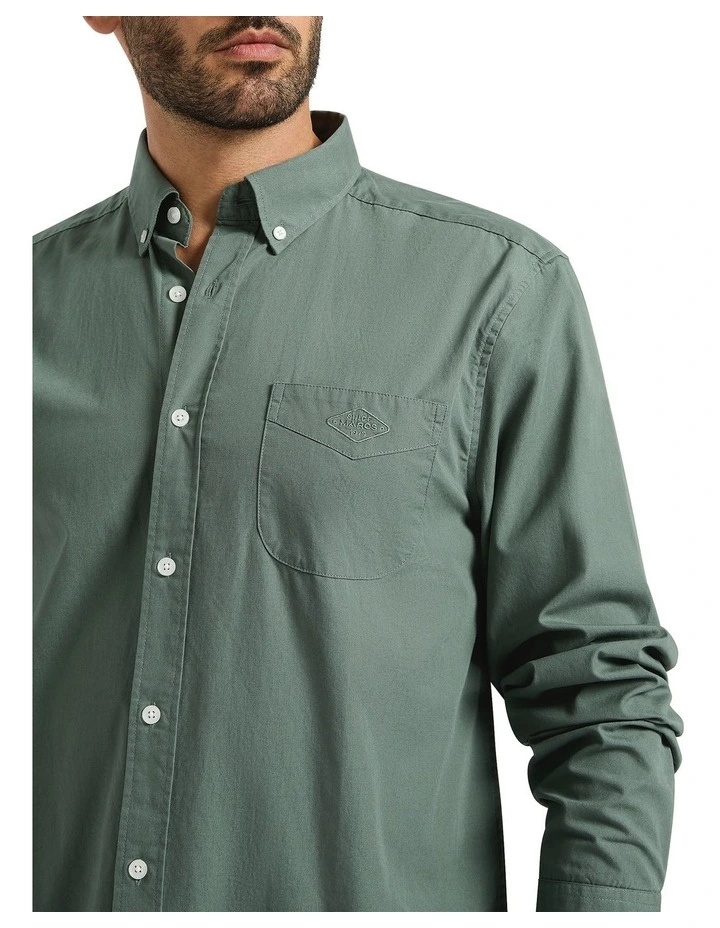 Sam Cotton Poplin Shirt in Balsam Green image 3