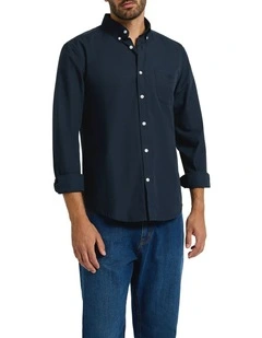Sam Cotton Poplin Shirt in Navy