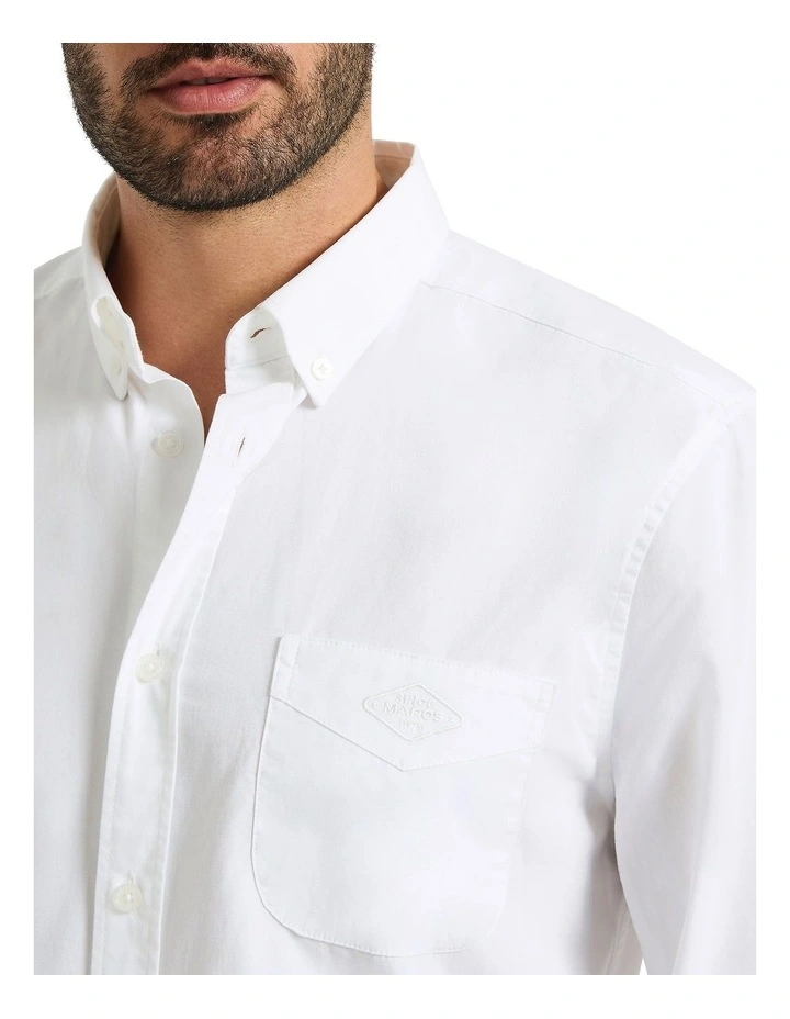 Sam Cotton Poplin Shirt in White image 3
