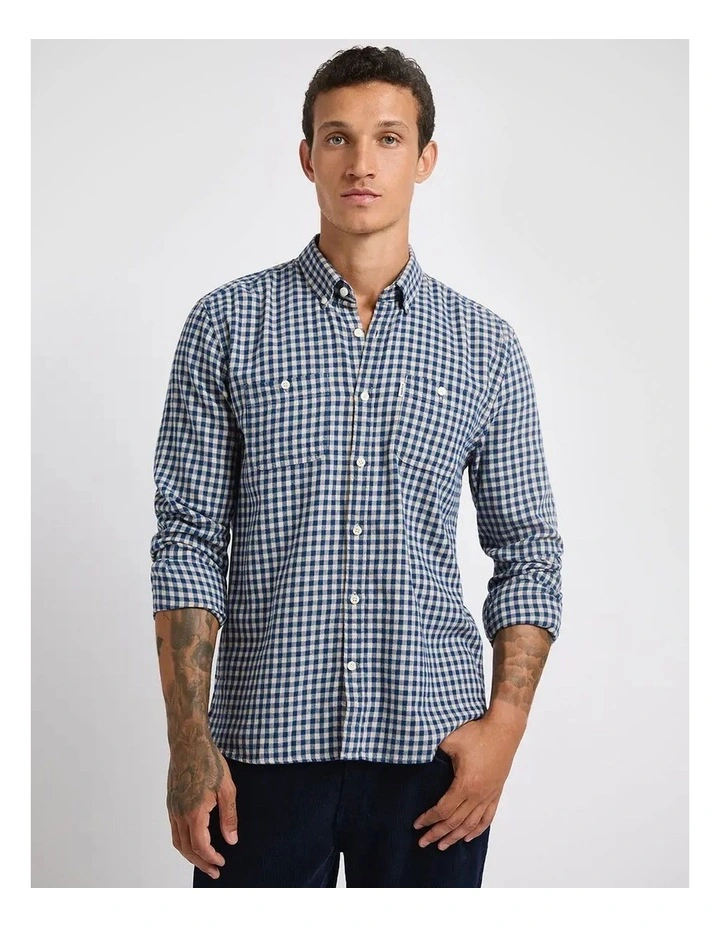 Holland Check Shirt in Stone Check image 2