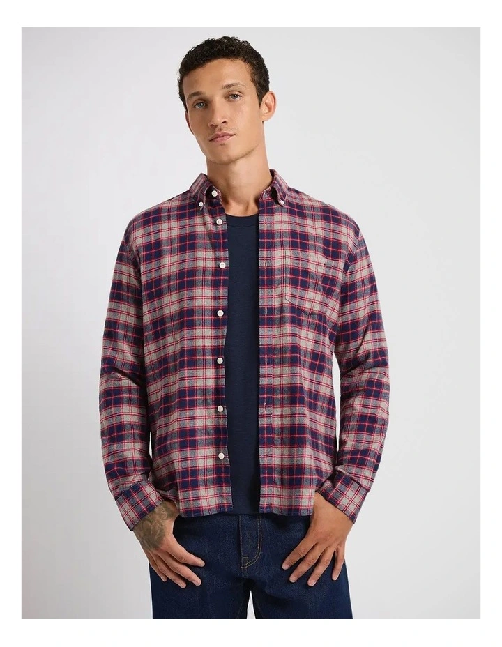 Zurich Brushed Check Shirt in Red Check image 2
