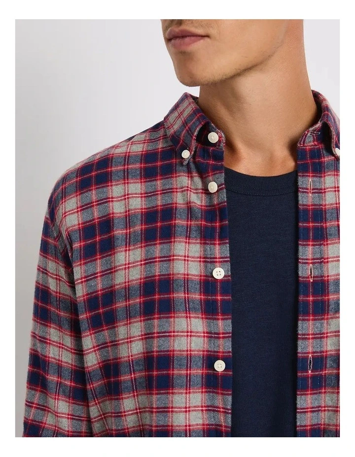 Zurich Brushed Check Shirt in Red Check image 4