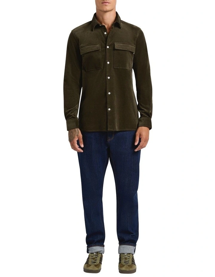 She's Electric Cord Shirt in Dusty Olive image 4