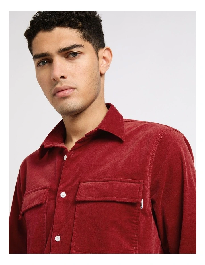 She's Electric Cord Shirt in Red Dahlia image 4