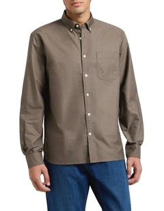 Oly Washed Oxford Shirt in Dark Grey