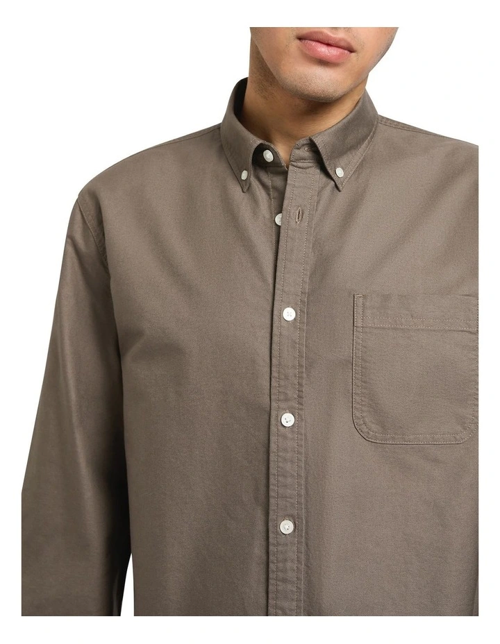 Oly Washed Oxford Shirt in Dark Grey image 3