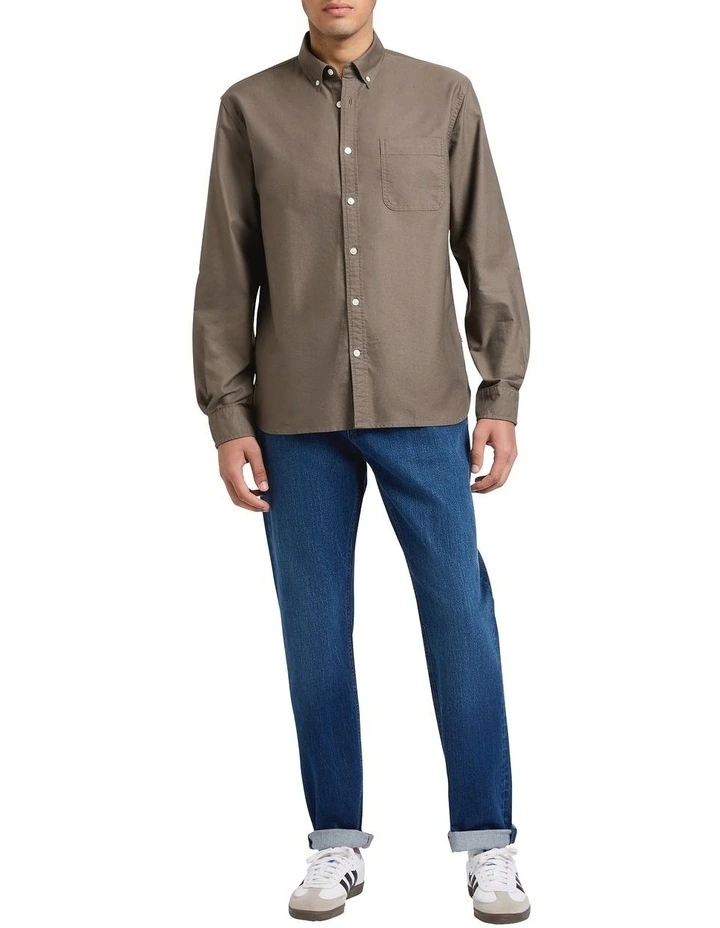 Oly Washed Oxford Shirt in Dark Grey image 4