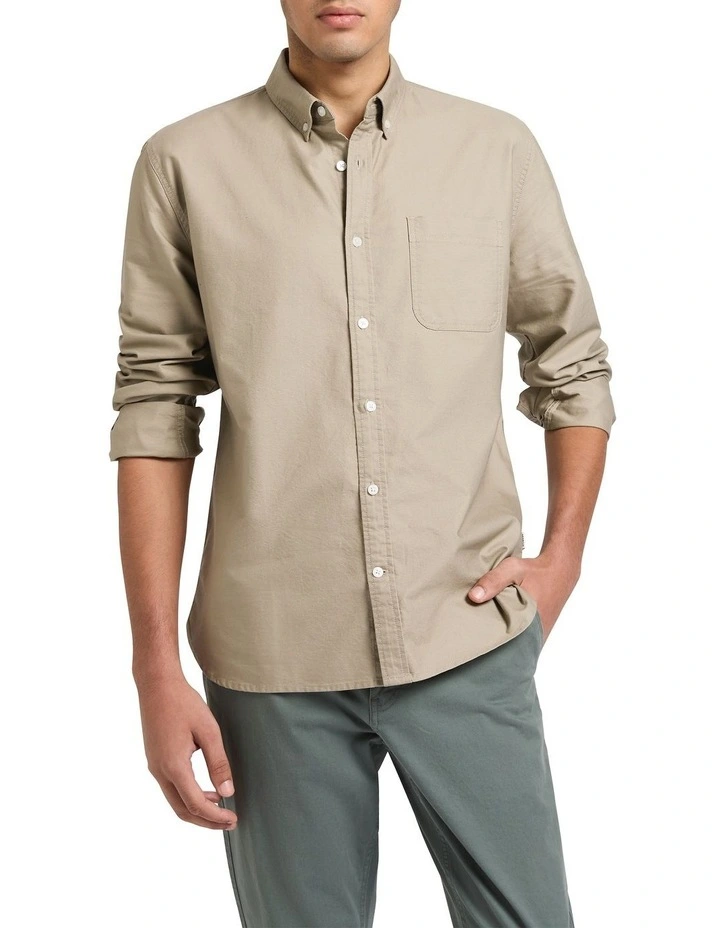 Oly Washed Oxford Shirt in Vintage Khaki image 1