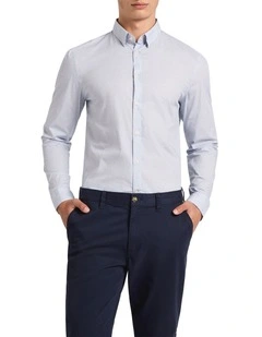 Harley Herringbone Smart Shirt in Light Blue
