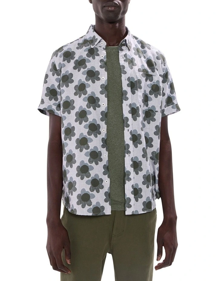 Daisy Circles Shirt in Green Multi image 1