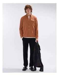 Kyle Brushed Cotton Shirt in Hazel Brown