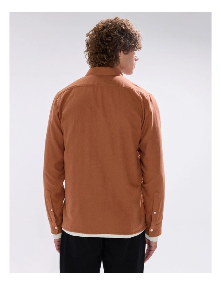 Kyle Brushed Cotton Shirt in Hazel Brown image 4