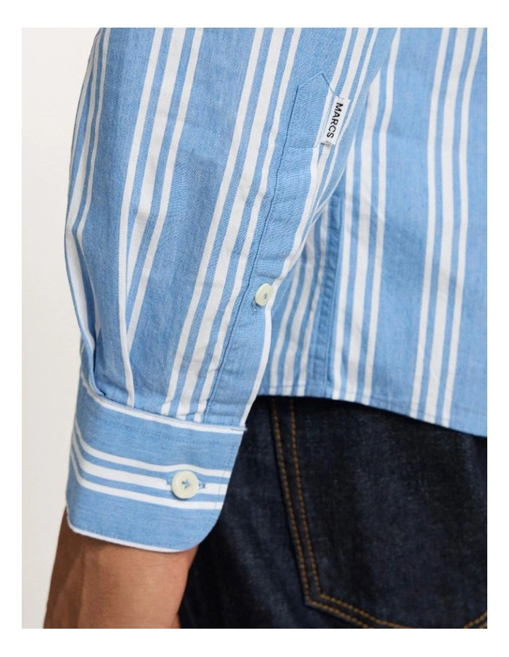 All My Own Stripe Shirt in Light Blue image 4
