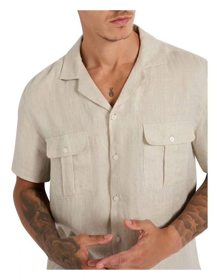 Bryan Linen Shirt in Sand image 3