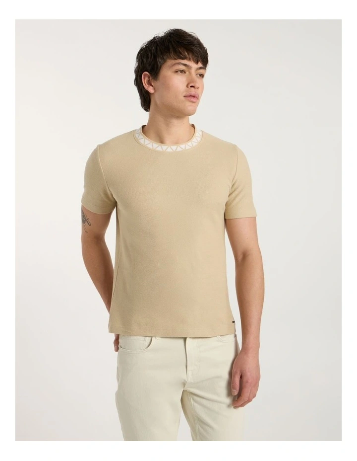Boston Textured Tee in Latte image 2