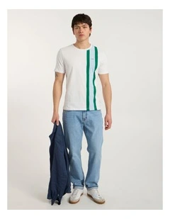 Riccardo Applique Stripe Tee in White